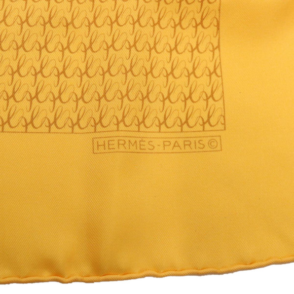 HERMES Scarf Silk 2Set Yellow Gray Auth ac1017 - Picture 8 of 16